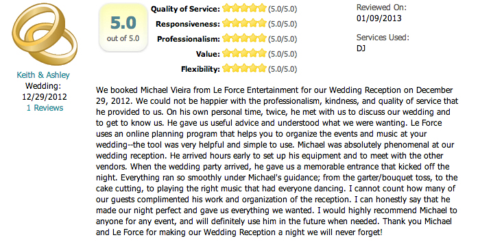 Dallas Wedding DJ LeForce Entertainment Orion Ballroom Review